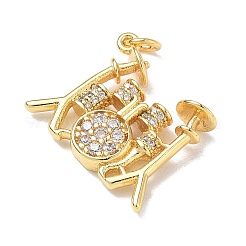 Pendenti in zirconi cubici trasparenti in micro pavè di ottone&nbsp;KK-D289-01G-02