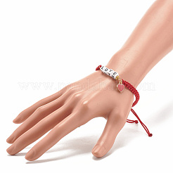 Braccialetto di perline intrecciate word love con ciondolo a forma di cuore smaltato in lega&nbsp;BJEW-JB07834