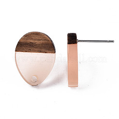 Accessoires de boucles d'oreilles en résine et bois de noyer&nbsp;MAK-N032-006A-A05