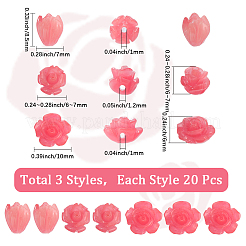 60 шт. 3 вида резных бусин из синтетического коралла&nbsp;CORA-SC0001-08