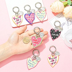 10 шт. 5 стиля подвесных украшений в виде сердца из эмалевого сплава и акрила&nbsp;HJEW-YW00296