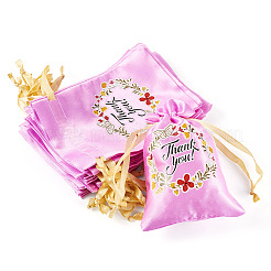 Blumen-Dankeschön-Aufbewahrungsbeutel aus Polyester-Satin mit Kordelzug&nbsp;ABAG-TAC0005-09A