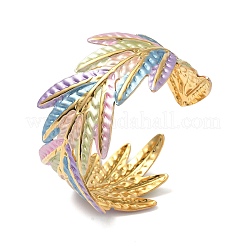 Браслеты-манжеты из нержавеющей стали 304 с эмалью для женщин&nbsp;BJEW-F518-07G