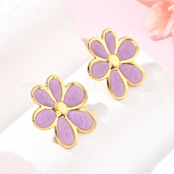 Set di orecchini a perno e collane con pendente a forma di fiore in acciaio inossidabile 304 smaltato per donna.&nbsp;SA-CBA46AF-19G