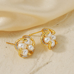 Серьги-гвоздики в виде цветка из латуни&nbsp;UB4732-2