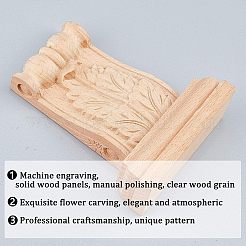Natürliches Massivholz geschnitzt Onlay Applique Handwerk&nbsp;WOOD-WH0104-39