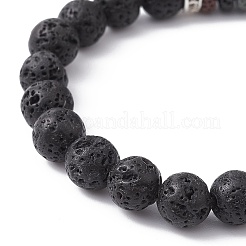 Braccialetti elasticizzati da donna colorati in pietra lavica naturale colorata e perline con strass&nbsp;BJEW-JB09668-01