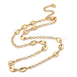 Chaînes de rolo en laiton et colliers de chaîne de grains de café&nbsp;SJEW-JS01178