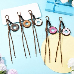 5 шт. подвесные украшения из искусственной кожи и полиэстеровой веревки в форме пончика&nbsp;HJEW-JM04427