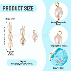 12 pendentif en perles de riz de culture d'eau douce naturelles&nbsp;PALLOY-TA00378