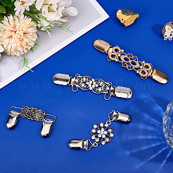 4 шт. 4 стиля прямоугольные зажимы для кардигана из цинкового сплава и железа со стразами&nbsp;AJEW-GF0010-43