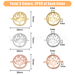 6 шт. 3-цветные звенья из латуни с прозрачным микропаве из кубического циркония&nbsp;ZIRC-HY0001-04
