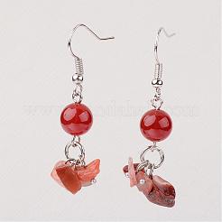 Болтающийся серьги природный драгоценный камень&nbsp;EJEW-JE02120