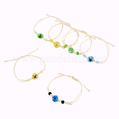 6шт 6 стиля стеклянных бусин плетеные браслеты из бусин&nbsp;BJEW-TA0001-21