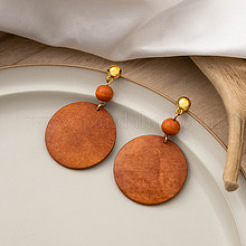 Boucles d'oreilles pendantes en bois et laiton&nbsp;WGD57B9-06