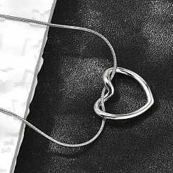 Collares de cadena de serpiente con colgante de corazón hueco de acero inoxidable 201 para mujer&nbsp;LS-NJEW-B124-02P