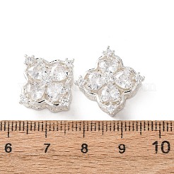 Quadratische Zirkonia-Fassung aus Messing mit mehrsträngigen Blumenverzierungen&nbsp;KK-K422-04S-02