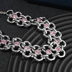 Armbänder aus hellrosafarbenem Edelstahl 304 mit Strass-Schleifenverzierung&nbsp;SA-CBA2696-11P