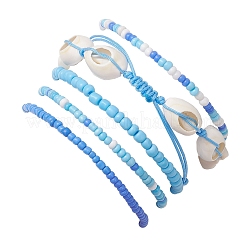 5 Stück Armbandset aus Glasperlen in 4 Stilen und 1 Muschelperlenarmbänder&nbsp;BJEW-TA00587-03