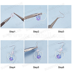 Наборы для самостоятельного изготовления стеклянных сережек в фиолетовом стиле&nbsp;DIY-SC0014-36P