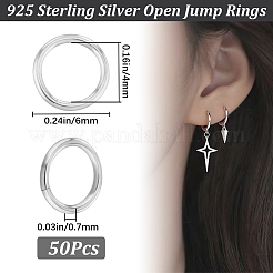 50 Stück 925 offene Biegeringe aus Sterlingsilber&nbsp;STER-BBC0006-18C
