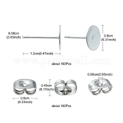 100 Stück Ohrstecker-BeZubehör aus 304 Edelstahl&nbsp;STAS-YW0001-43C
