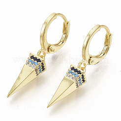 Серьги-кольца из латунного микро-паве с красочными фианитами&nbsp;X-EJEW-S208-069