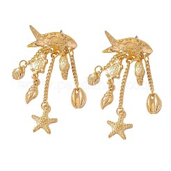 Серьги-гвоздики в форме ракушки из нержавеющей стали 304 с морской тематикой&nbsp;FS-WGD34F1-06