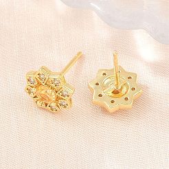 Aretes de latón con micro pavé de circonio cúbico para mujer&nbsp;KK-A305-03G