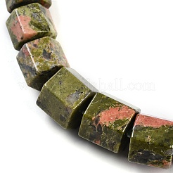 Collares de cuentas graduadas con prismas hexagonales de unakita natural para mujeres y hombres&nbsp;NJEW-K388-03W