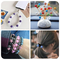 100 шт. 2-цветные бусины из полимерной глины ручной работы со стразами&nbsp;CLAY-TA0001-79A