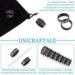 14 Stück Set aus geriffelten Fingerringen aus Edelstahl in 7 Größen&nbsp;RJEW-UN0002-71EB