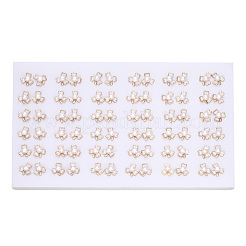 Серьги-гвоздики клевер с натуральным жемчугом и эмалью&nbsp;PEAR-N020-05O