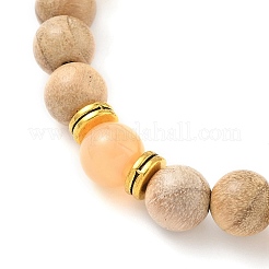 Браслеты из натурального полосатого агата и круглых бусин из дерева для мужчин и женщин&nbsp;BJEW-JB12356-03