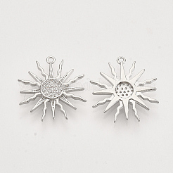 Кулоны солнечного затмения из латуни с прозрачным фианитом и прозрачным фианитом&nbsp;LS-ZIRC-T011-27P-NF