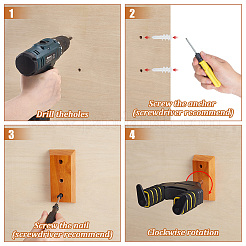 4 шт. настенная вешалка для гитары из дерева и железа&nbsp;ODIS-AR0001-17