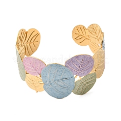 Braccialetti larghi in acciaio inossidabile 304 con smalto colorato per donna&nbsp;BJEW-A159-01A-G