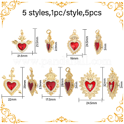 5 шт. 5 стиля латунных эмалевых подвесок&nbsp;KK-CA0002-82