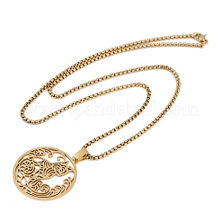 Anillo con patrón de forma de gato 201 collares colgantes de acero inoxidable para hombres y mujeres&nbsp;LS-NJEW-K283-13G