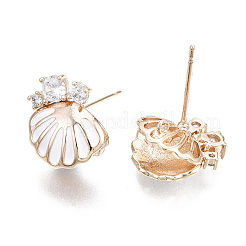 Латунные микро-паве прозрачные серьги-гвоздики из циркония&nbsp;KK-S356-358-NF