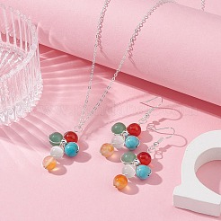 Set di gioielli con croce con pietre preziose naturali e sintetiche&nbsp;SJEW-JS01284-02
