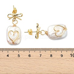 Ohrstecker aus Messing und natürlicher Barockperle (Keshi-Perle)&nbsp;EJEW-JE07097
