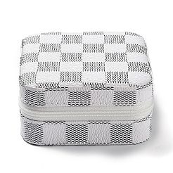 Коробки на молнии для хранения ювелирных изделий из искусственной кожи в клетку тартан&nbsp;PAAG-PW0007-01B