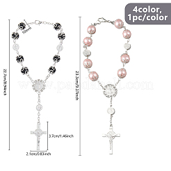 4шт 4 цвета крест с Иисусом сплав браслеты подвески&nbsp;BJEW-DC0001-10