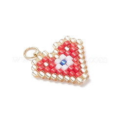 Стеклянные бусины бисерные подвески в виде сердца с глазками&nbsp;PALLOY-MZ01047