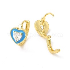 Orecchini a cerchio a cuore smaltato con zirconi chiari&nbsp;EJEW-E270-03G-04