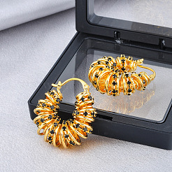 Серьги-кольца из латуни с микропаве из кубических цирконий&nbsp;FS-WG5C759-01