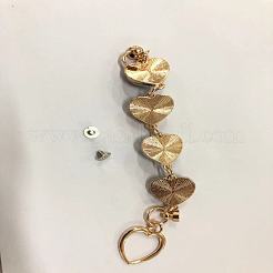 Chaîne de lien de coeur de tissu de tissu de peluche d'alliage pour des porte-clés de bricolage&nbsp;AJEW-WH0188-88B