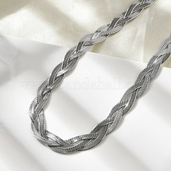 Не тускнеющая цепочка из нержавеющей стали 304 с тройным переплетением «елочка» для мужчин и женщин&nbsp;NJEW-H167-01P