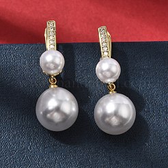 Серьги-кольца из латуни с микропаве из кубического циркония&nbsp;EJEW-H180-10G